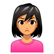 Emoji 🙎🏽‍♀️ Donna Imbronciata: Carnagione Olivastra su emojidex 1.0.34.