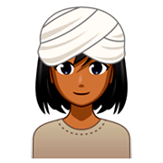 👳🏾‍♀️ Emoji Mujer Con Turbante: Tono De Piel Oscuro Medio en emojidex 1.0.34.