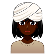 👳🏿‍♀️ Emoji Mulher Com Turbante: Pele Escura na emojidex 1.0.34.