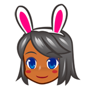 👯🏾 Emoji Personas Con Orejas De Conejo: Tono De Piel Oscuro Medio en emojidex 1.0.34.
