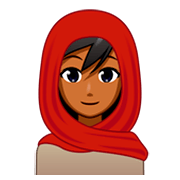 Frau in einem Kopftuch: mitteldunkle Hautfarbe emojidex 1.0.34.