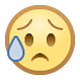 Emoji 😥 Faccina Delusa Ma Sollevata su Facebook 1.0.