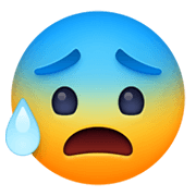 Emoji 😰 Faccina Blu Sudata su Facebook 13.1.