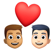 👨🏽‍❤️‍👨🏻 Emoji sich küssendes Paar - Mann: mittlere Hautfarbe, Mann: helle Hautfarbe Facebook 13.1.