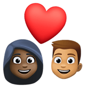 👩🏿‍❤️‍👨🏽 Emoji Pareja Enamorada - Mujer: Tono De Piel Oscuro, Hombre: Tono De Piel Medio en Facebook 13.1.