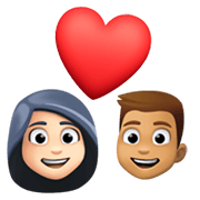 👩🏻‍❤️‍👨🏽 Emoji Pareja Enamorada - Mujer: Tono De Piel Claro, Hombre: Tono De Piel Medio en Facebook 13.1.