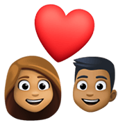 Emoji 👩🏽‍❤️‍👨🏾 Coppia Con Cuore - Donna: Carnagione Olivastra, Uomo: Carnagione Abbastanza Scura su Facebook 13.1.