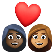 Emoji 👩🏿‍❤️‍👩🏽 Coppia Con Cuore - Donna: Carnagione Scura, Donna: Carnagione Olivastra su Facebook 13.1.