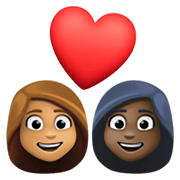 👩🏽‍❤️‍👩🏿 Emoji Pareja Enamorada - Mujer: Tono De Piel Claro Medio, Mujer: Tono De Piel Oscuro en Facebook 13.1.