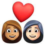 👩🏽‍❤️‍👩🏻 Emoji Pareja Enamorada - Mujer: Tono De Piel Medio, Mujer: Tono De Piel Claro en Facebook 13.1.