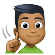 Emoji 🧏🏾‍♂️ Uomo Con Problemi Di Udito: Carnagione Abbastanza Scura su Facebook 13.1.