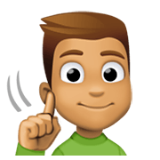 Emoji 🧏🏽‍♂️ Uomo Con Problemi Di Udito: Carnagione Olivastra su Facebook 13.1.