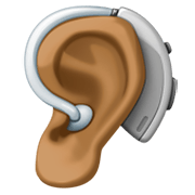 🦻🏾 Emoji Ohr mit Hörhilfe: mitteldunkle Hautfarbe Facebook 13.1.