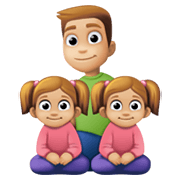👨🏼‍👧🏼‍👧🏼 Emoji Familie - Mann, Mädchen, Mädchen: mittelhelle Hautfarbe Facebook 13.1.