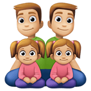 👨🏼‍👨🏼‍👧🏼‍👧🏼 Emoji Familie - Mann, Mann, Mädchen, Mädchen: mittelhelle Hautfarbe Facebook 13.1.