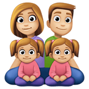 👨🏼‍👩🏼‍👧🏼‍👧🏼 Emoji Familia - Hombre, Mujer, Niña, Niña: Tono De Piel Claro Medio en Facebook 13.1.