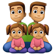 Emoji 👨🏽‍👨🏽‍👧🏽‍👧🏽 Famiglia - Uomo, Uomo, Bambina, Bambina: Carnagione Olivastra su Facebook 13.1.