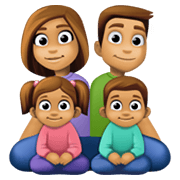 👨🏽‍👩🏽‍👧🏽‍👦🏽 Emoji Familie - Mann, Frau, Mädchen, Junge: mittlere Hautfarbe Facebook 13.1.