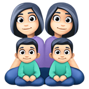 👩🏻‍👩🏻‍👦🏻‍👦🏻 Emoji Familie - Frau, Frau, Junge, Junge: helle Hautfarbe Facebook 13.1.