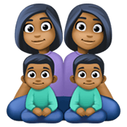 👩🏾‍👩🏾‍👦🏾‍👦🏾 Emoji Familie - Frau, Frau, Junge, Junge: mitteldunkle Hautfarbe Facebook 13.1.