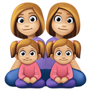 👩🏼‍👩🏼‍👧🏼‍👧🏼 Emoji Familie - Frau, Frau, Mädchen, Mädchen: mittelhelle Hautfarbe Facebook 13.1.