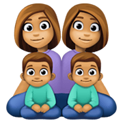 👩🏽‍👩🏽‍👦🏽‍👦🏽 Emoji Familie - Frau, Frau, Junge, Junge: mittlere Hautfarbe Facebook 13.1.