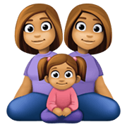 Emoji 👩🏽‍👩🏽‍👧🏽 Famiglia - Donna, Donna, Bambina: Carnagione Olivastra su Facebook 13.1.