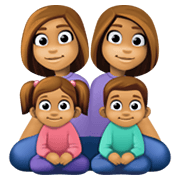👩🏽‍👩🏽‍👧🏽‍👦🏽 Emoji Familie - Frau, Frau, Mädchen, Junge: mittlere Hautfarbe Facebook 13.1.