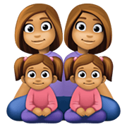 👩🏽‍👩🏽‍👧🏽‍👧🏽 Emoji Familie - Frau, Frau, Mädchen, Mädchen: mittlere Hautfarbe Facebook 13.1.