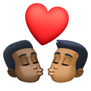 👨🏿‍❤️‍💋‍👨🏾 Emoji sich küssendes Paar - Mann: dunkle Hautfarbe, Mann: mitteldunkle Hautfarbe Facebook 13.1.