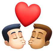 👨🏻‍❤️‍💋‍👨🏽 Emoji sich küssendes Paar - Mann: helle Hautfarbe, Mann: helle Hautfarbe Facebook 13.1.