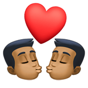 👨🏾‍❤️‍💋‍👨🏾 Emoji sich küssendes Paar - Mann: mitteldunkle Hautfarbe, Mann: mitteldunkle Hautfarbe Facebook 13.1.