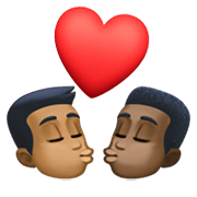 👨🏾‍❤️‍💋‍👨🏿 Emoji sich küssendes Paar - Mann: mitteldunkle Hautfarbe, Mann: dunkle Hautfarbe Facebook 13.1.