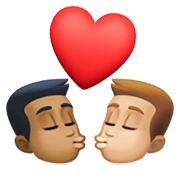 👨🏾‍❤️‍💋‍👨🏼 Emoji sich küssendes Paar - Mann: mitteldunkle Hautfarbe, Mann: mittelhelle Hautfarbe Facebook 13.1.