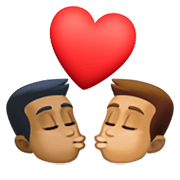 👨🏾‍❤️‍💋‍👨🏽 Emoji sich küssendes Paar - Mann: mitteldunkle Hautfarbe, Mann: mittlere Hautfarbe Facebook 13.1.