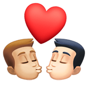 👨🏼‍❤️‍💋‍👨🏻 Emoji sich küssendes Paar - Mann: mittelhelle Hautfarbe, Mann: helle Hautfarbe Facebook 13.1.