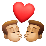 👨🏼‍❤️‍💋‍👨🏽 Emoji sich küssendes Paar - Mann: mittelhelle Hautfarbe, Mann: mittlere Hautfarbe Facebook 13.1.