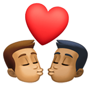👨🏽‍❤️‍💋‍👨🏾 Emoji sich küssendes Paar - Mann: mittelhelle Hautfarbe Facebook 13.1.