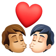 🧑🏽‍❤️‍💋‍🧑🏻 Emoji sich küssendes Paar: Person, Person, mittlere Hautfarbe, helle Hautfarbe Facebook 13.1.