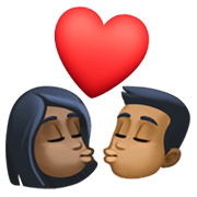 Emoji 👩🏿‍❤️‍💋‍👨🏾 Bacio Tra Coppia - Donna: Carnagione Scura, Uomo: Carnagione Abbastanza Scura su Facebook 13.1.