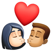 👩🏻‍❤️‍💋‍👨🏽 Emoji sich küssendes Paar - Frau: mittelhelle Hautfarbe, Mann: mittlere Hautfarbe Facebook 13.1.