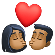 👩🏾‍❤️‍💋‍👨🏾 Emoji sich küssendes Paar - Frau: mitteldunkle Hautfarbe, Mann: mitteldunkle Hautfarbe Facebook 13.1.