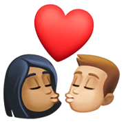 👩🏾‍❤️‍💋‍👨🏼 Emoji Beso - Mujer: Tono De Piel Oscuro Medio, Hombre: Tono De Piel Claro Medio en Facebook 13.1.