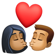 👩🏾‍❤️‍💋‍👨🏽 Emoji Beso - Mujer: Tono De Piel Claro Medio, Hombre: Tono De Piel Medio en Facebook 13.1.