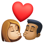 👩🏼‍❤️‍💋‍👨🏾 Emoji Beso - Mujer: Tono De Piel Claro Medio, Hombre: Tono De Piel Oscuro Medio en Facebook 13.1.