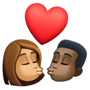 👩🏽‍❤️‍💋‍👨🏿 Emoji Beijo - Mulher: Pele Morena, Homem: Pele Escura na Facebook 13.1.