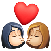 👩🏻‍❤️‍💋‍👩🏼 Emoji sich küssendes Paar - Frau: helle Hautfarbe, Frau: mittelhelle Hautfarbe Facebook 13.1.