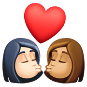 👩🏻‍❤️‍💋‍👩🏽 Emoji sich küssendes Paar - Frau: helle Hautfarbe, Frau: mittelhelle Hautfarbe Facebook 13.1.
