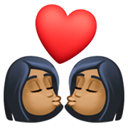 👩🏾‍❤️‍💋‍👩🏾 Emoji sich küssendes Paar - Frau: mitteldunkle Hautfarbe, Frau:mitteldunkle Hautfarbe Facebook 13.1.