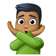 Emoji 🙅🏾‍♂️ Uomo Con Gesto Di Rifiuto: Carnagione Abbastanza Scura su Facebook 13.1.